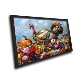 Fall Turkey Framed Wall Art,Vintage Wall Art,Modern Farmhouse Decor,Thanksgiving Feast with Turkey Wooden Print for Thanksgiving Living Room Bedroom
