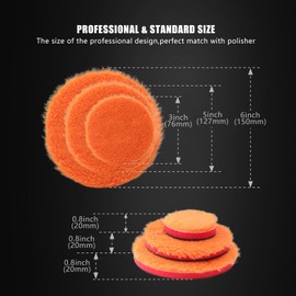 SPTA Microfiber Polishing Pads, 14pcs 3" 5" 6" Microfiber Buffing Pad Kits Removing Wax Buffer Pads Microfiber Cutting Disc Micro Fiber for DA/RO Car Polisher Polishing,Buffing,Waxing and Cleaning