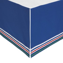 ED Ellen DeGeneres Doodle Dog - 100% Cotton Crib Skirt, Navy with Multi Stripe Border, Royal, Yellow, Red