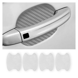 4PCS Carbon Fiber Anti-Scratches Car Door Cup Protector, Non-Marking Auto Door Handle Protective Film, Universal for Most Car Handles (Silver/4PCS)