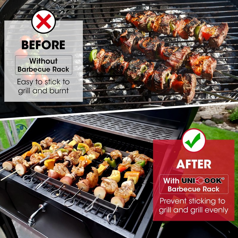 Unicook Upgraded Stainless Steel BBQ Shish Kabob Set, Large Foldable