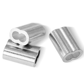PHITUODA 200Pcs 3/32 Inch Aluminum Crimping Loop Sleeve for Wire Rope and Cable, Double Hole Type 3/32 / 2.5Mm