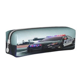 HAOSOFT Pencil Case City Police Car Pencil Case for Boys Girls Large School Supplies Pencil Case School Pencil Case for School, city police car, Cartoon, Police Car, Faux Leather, Unisex, Modern