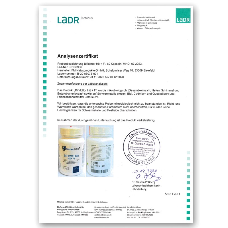 FürstenMED® Bifidoflor HIT + FI for Histamine Inolerance and Fructointolerance