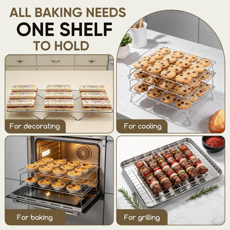 Herogo 5-Tier 15" x 10" Cooling Rack, Stainless Steel Baking