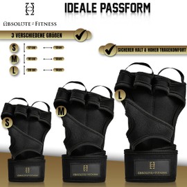 Absolute - Us ® - Fitness gloves made of leather and neoprene functional gym gloves with 40 cm wrist wrap, leather palm, open back of the hand and finger loops for easy removal.