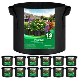 JNYONG JNYONG NYONG 12-Pack 25 Gallon Thickened Non-Woven Grow Bags, Aeration Fabric Pots with HandlesBlack