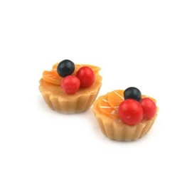 MyTinyWorld 4 x Dolls House Miniature Loose Handmade Red Cherry and Orange Tarts