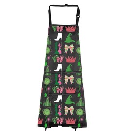 VAMSII Broadway The Musical Merchandise Witch Glinda And Elphaba Apron Good Witch Bad Witch Gift Musical Theater Fans Gift (CAWitchApron)