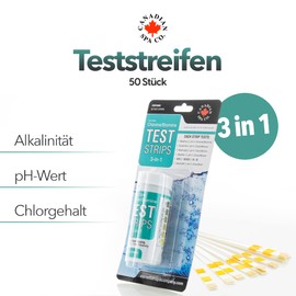 CANADIAN SPA CO. 3 in 1 Pool Test Strips for Hot Tub, 50 Pieces, Water Test Strips for Chlorine, pH and Alkalinity
