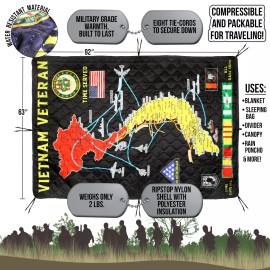 Vietnam Map Poncho Liner Woobie Blanket - Military Grade Survival Blanket - P...