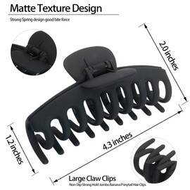OWIIZI Big White Claw Clips 4.3″ Matte Large Hair Claw Clips Non-Slip Ponytail Jaw Barrette Strong Hold Banana Jumbo Hair Clips for Women Long Thick Hair(Single piece)