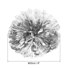 PATIKIL Cheerleading Pom Poms, 4 Pack PET Cheer Pom with Finger Holes for Sport Game Team Spirit Fun Dance Stage Events, Silver