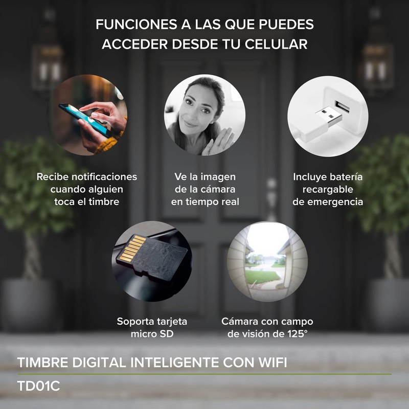 AVERA Timbre Inalambrico con Detección de Movimiento, Video en Tiempo