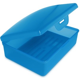 American Comb: Soap Box 1 Ct Aqua - Made in The USA - Soapbox with Hinged Lid and Secure Latch
