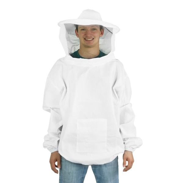 VIVO Professional White Extra Large Beekeeping Suit, Jacket, Pull Over, Smock with Veil BEE-V105XL