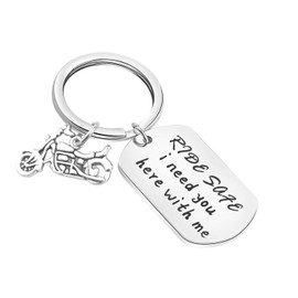 MAOFAED Ride Safe I Need You Here WIth Me Biker Keychain Motorcycle Keychain (Ride Safe Keychain)