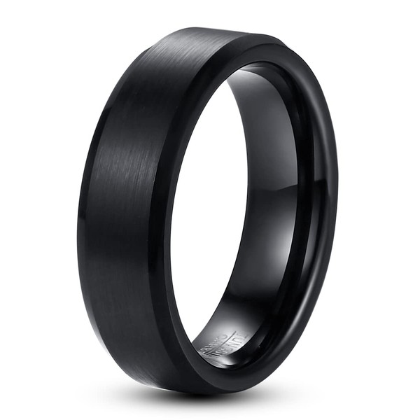 083BASE Unisex Tungsten Ring Black/Silver Blue, 4 mm/6 mm/8 mm