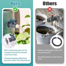 2 Pcs Easy Install Rain Barrel Spigot Kit, 3/4 Inch Rain Barrel Valve with Hose Faucet Adapter Thread Sealing Tape, Durable PVC Barrel Diverter Kit for Garden Barrels Water Tanks Aquariums