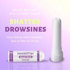 HexNiffler Inhaler Nasal Stick, On-The-GO Portable, Non-Medicated, Cool Refreshing Helps to Clear Breathing, Sinus Relief and Shatter Drowsiness, Set of 3 inhalers (Lavender)
