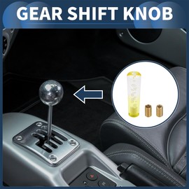 INFINAUTO Round Crystal Shift Knob, 15cm Universal for Automatic and Manual Vehicle Gear Shifter Knob with 2 Adapter Acrylic Clear Yellow, 1 Set