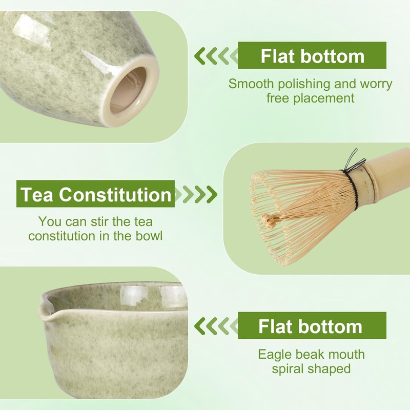 Matcha Tea Set, Matcha Whisk Set, Bamboo Matcha Spoon, Ceramic