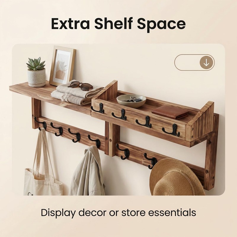 ZOESEEK 29" Coat Rack Wall Mount with Shelf, 4 in