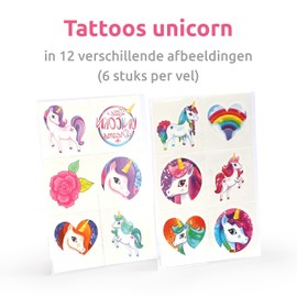 Isa's Friends® - Children's Tattoos 96 Pieces - Gift Unicorn - Treats - Temporary Tattoo - Sticker Tattoos