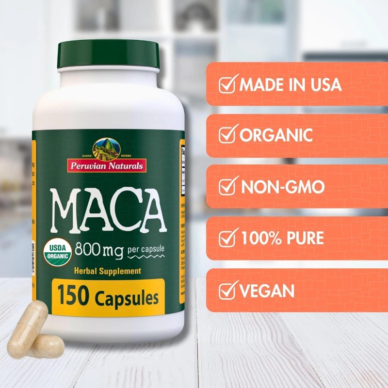 Organic Black Red Yellow Maca Root Capsules 150 Pills for