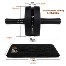 Vinsguir Ab Roller for Abs Workout, Ab Roller Wheel Exercise Equipment for Core Workout, Ab Wheel Roller for Home Gym, Ab Workout Equipment for Abdominal Exercise (Black&Red)