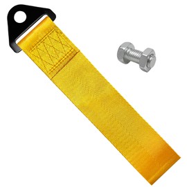 DXNQ Racing Tow Strap, Car Modification JDM Sports Bumper Decorative Traction Rope Trailer Belt, High Strength Nylon Universal Towing Strap Trailer Hook for Front or Rear Bumper (Yellow)