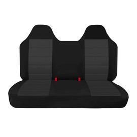 runfider Thickened Oxford Cloth Front Solid Bench Seat Covers with Molded Headrests fit for Ford F150 1999 2000 2001 2002 2003 2004 -Black