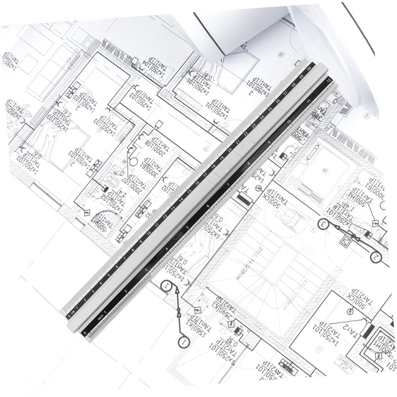 Operitacx Aluminium Ruler, Office Geometry Ruler, Drawing Ruler, Straight Ruler,