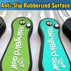 RisingBird 1-Pack, Golf Divot Repair Tool, Pivot Tool, Ergonomic Grip & Vibrant Colors, Lightweight, Golf Accessories, Golf Gift, USA Company, Green