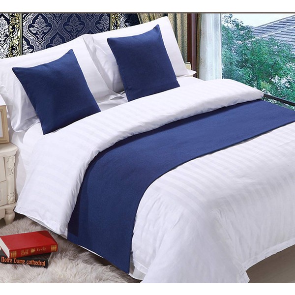Mengersi - Funda protectora para cama sólida para recámara, hotel, habitación de boda (individual/individual XL, azul marino)