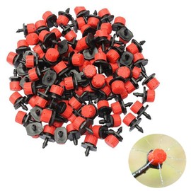LxcshLjx 100 Pcs Drip Irrigation Emitters, 360 Degree Adjustable Irrigation Drippers Sprinklers, 1/4 Inch Emitters Drip Fittings, Drip Line Emitter for Gardens, Flower Beds, Lawns Watering System