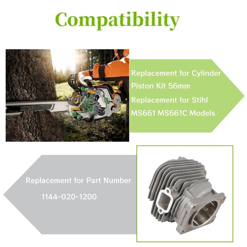 YSMN Cylinder Piston Kit 56mm Replacement for Stihl MS661 MS661C