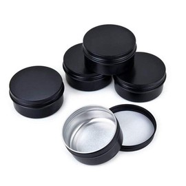 6Pcs 100ml/3.4oz Black Round Aluminium Tin Cans with Screw Lid Empty Metal Storage Tin Jars Cosmetic Sample Containers Travel Tin Cans for Lip Balm Cream Tea Spices Crafts Jewelry