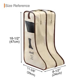 KOVOSCH 2 Pack Portable Boots Storage Bag, Beige Shoe Bags for Storage and Travel Dust Proof Travel Shoe Bags for Packing (Large)