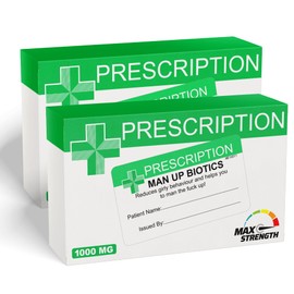 Twin Pack Joke Pill Boxes - Man Up Biotics Funny Rude Pharmacy Prescription Tablet Gift Box Prank Novelty Fun for Men, Women, Husband, Wife, Friend, Birthday, Xmas Secret Santa, Mum, Dad Pack of 2