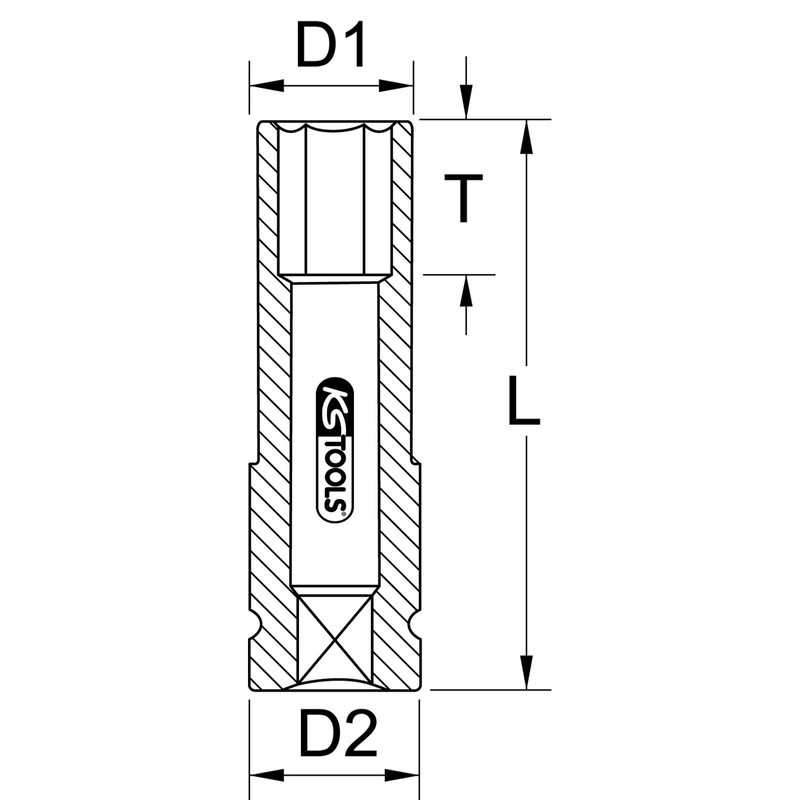 KS Tools 515.2017 1/2" Aluminium wheel impact socket, deep, 17mm