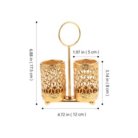 Hemoton Golden Utensils Holder Rotating Metal Utensils Holder Silverware Organizer Cutlery Holder Fork Spoon Flatware Storage Basket for Countertop Buffet Picnic