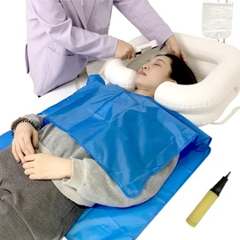 Inflatable Bedside Shampoo Basin - Hair Washing Shower System in Bed Bath for Bedridden Disabled Elderly Pregnancy(Set of 6)