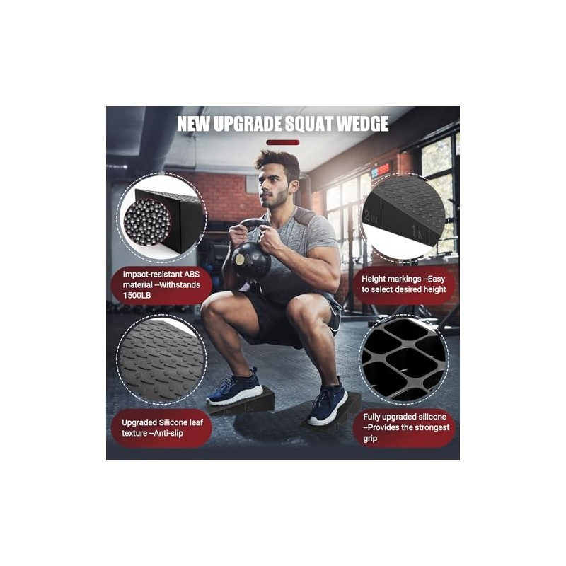 Squat Wedge Block, 2 Pcs Non-slip Heel Elevated Squat Wedge