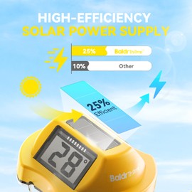 BaldrTherm Floating Pool Thermometer, Swimming Pool Thermometer Digital Solar, High Accurate, Anti-Fog Dual-Sided Display Screen for Babybath, Spas & Aquariums (Yellow)