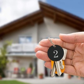 ProLeo 25 x Numbered Key Fob 1-25 Number Key Pendant ID Tags Key Chain with Key Ring, Identification Tags, Key Tags with Key Rings, black, Minimal