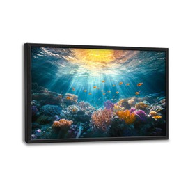 Quorin Ocean Large Wall Art Undersea Pictures Sea Nautical Wall Decor Coral Reef Fish Canvas Print Painting Artwork for Bathroom Living Room Bedroom 36L x 24W