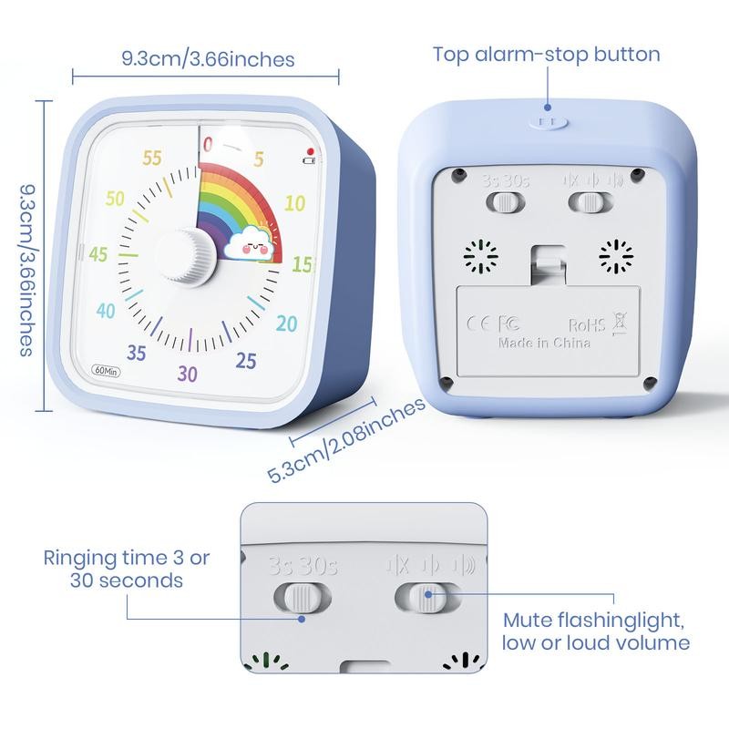 60 Minute Visual Timer with Protective Case, Rainbow Disk Countdown