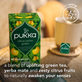 Pukka Herbs, Citrus Yerba Green Tea, Organic, Herbal Tea Box [4 Boxes of 20 Tea Bags], Boosts Natural Energy & Focus, 80 Plant Based Biodegradable Tea Bags