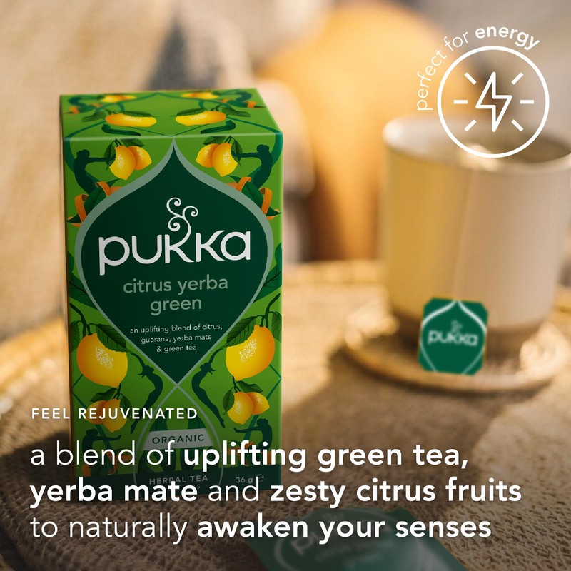 Pukka Herbs, Citrus Yerba Green Tea, Organic, Herbal Tea Box